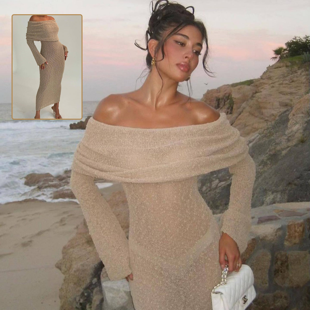 Knitted Beach Holiday Long Dress