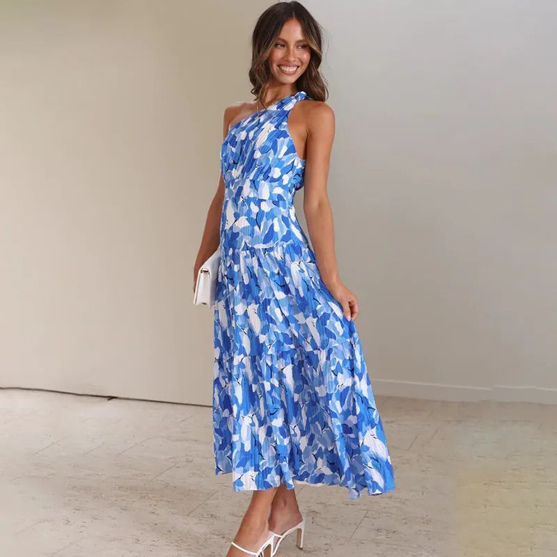Summer Backless Print Holiday Dress