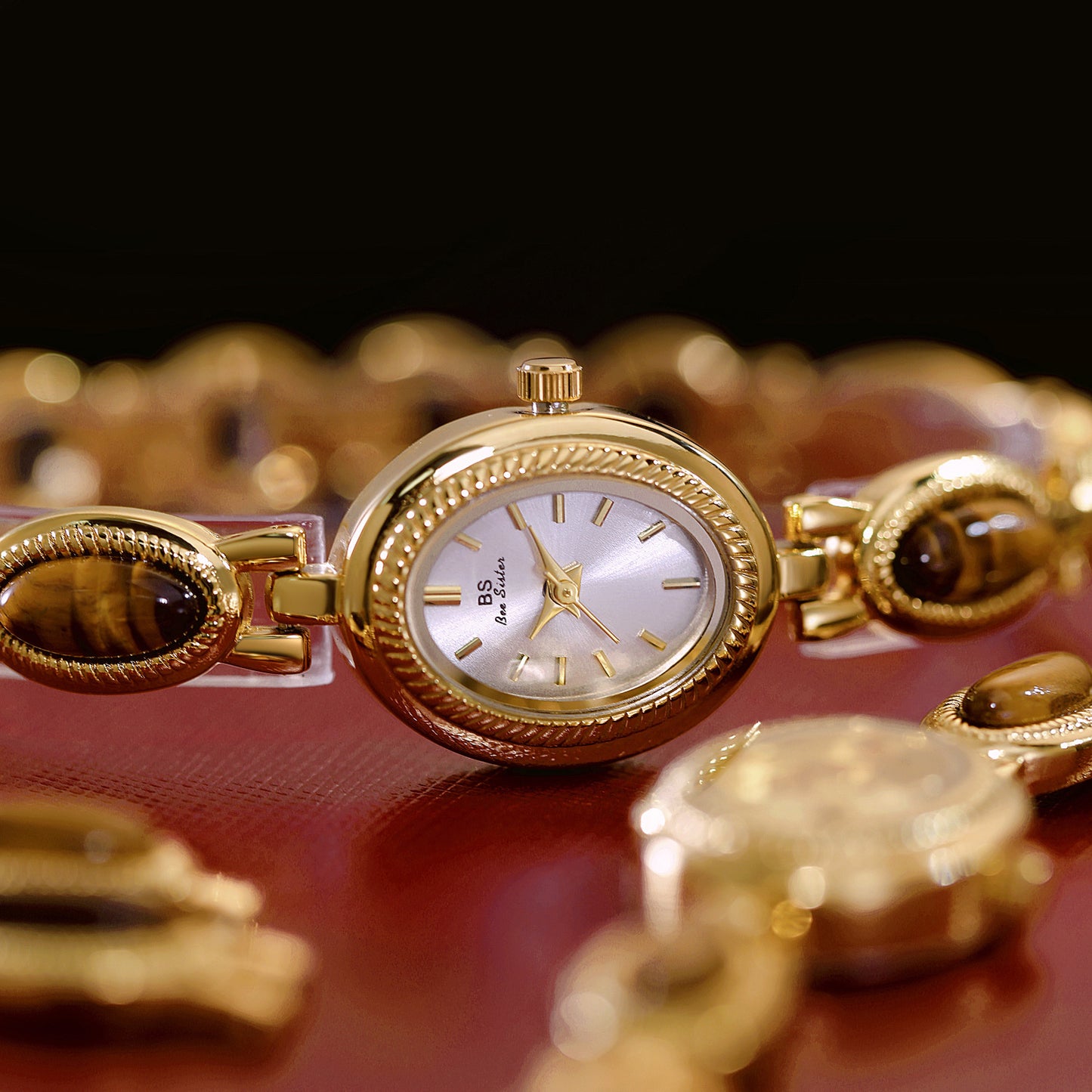 Retro Tigereye Chain Watch