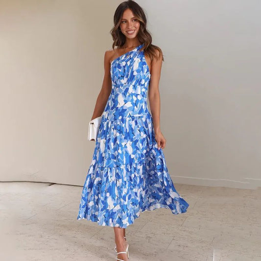 Summer Backless Print Holiday Dress