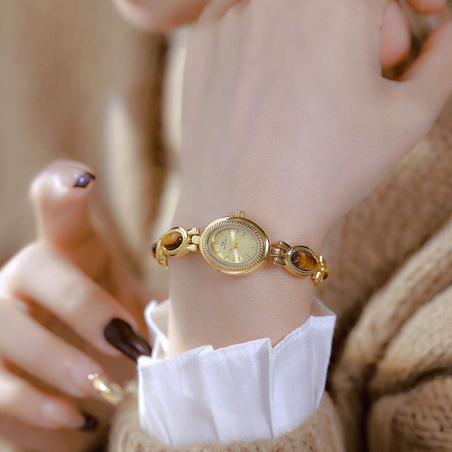 Retro Tigereye Chain Watch