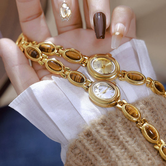 Retro Tigereye Chain Watch