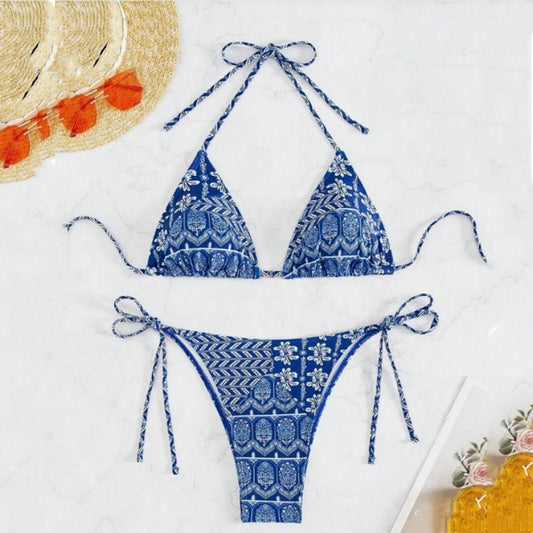 Stitching Bandage Swimsuit
