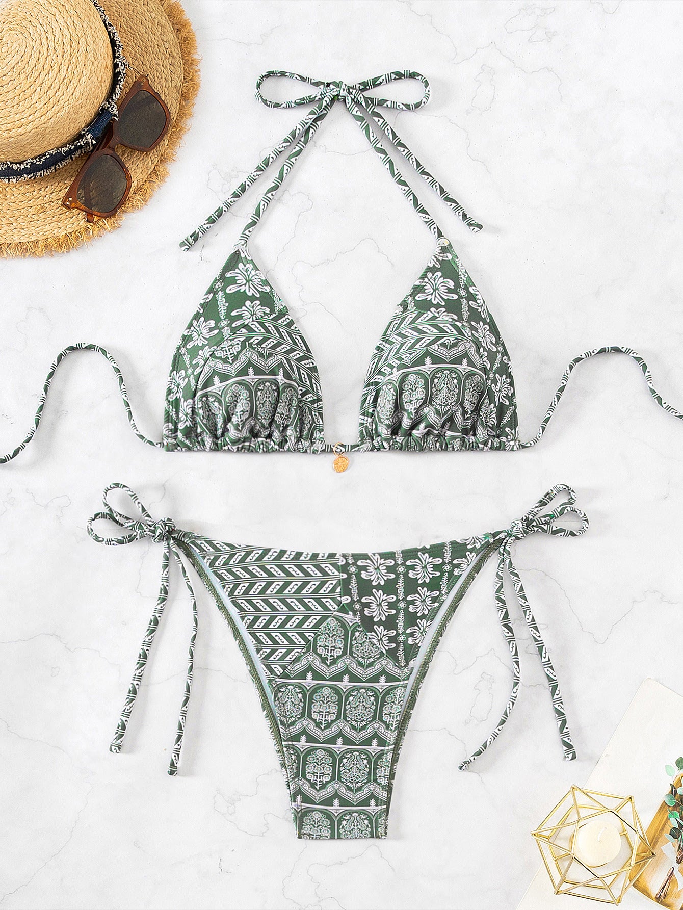 Stitching Bandage Swimsuit
